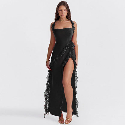 Emily – Flowy Ruffle Dress with Swirl Neckline