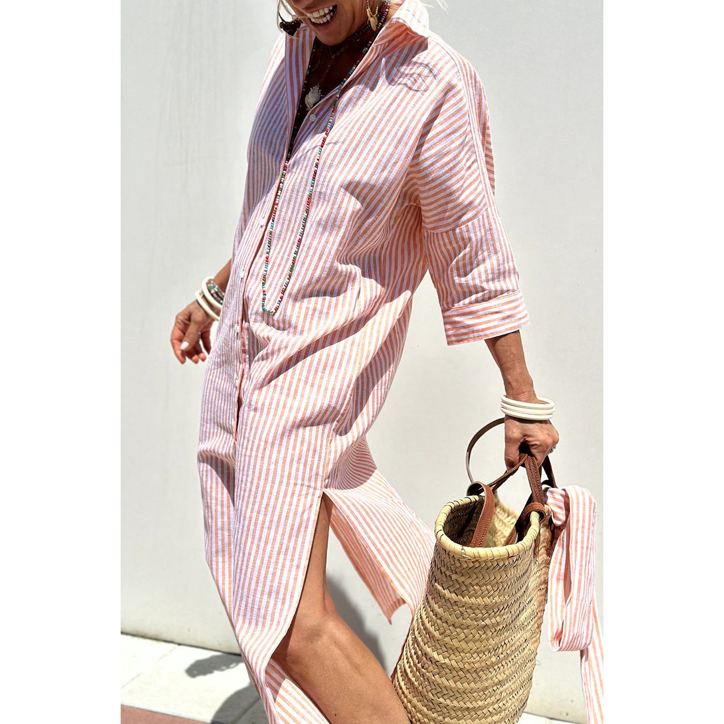 Isabella – Striped Shirt Dress