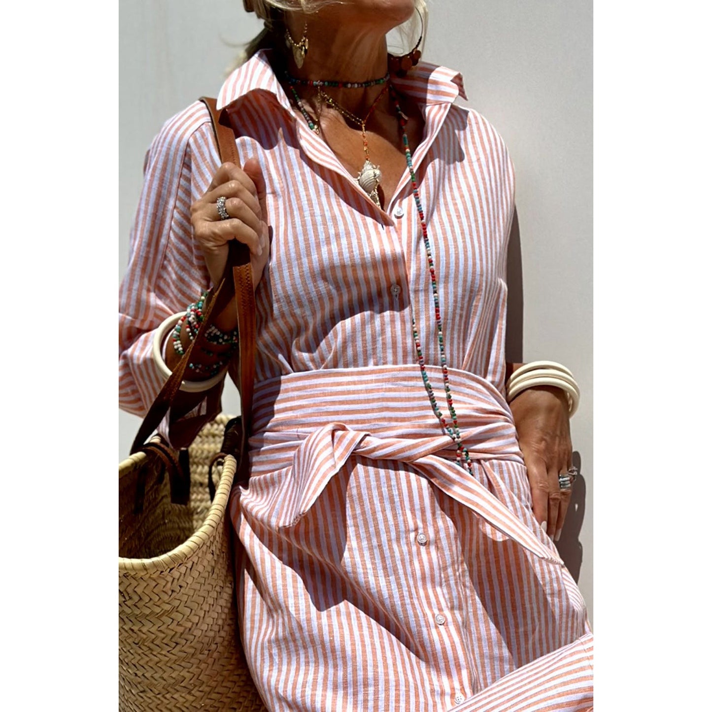 Isabella – Striped Shirt Dress