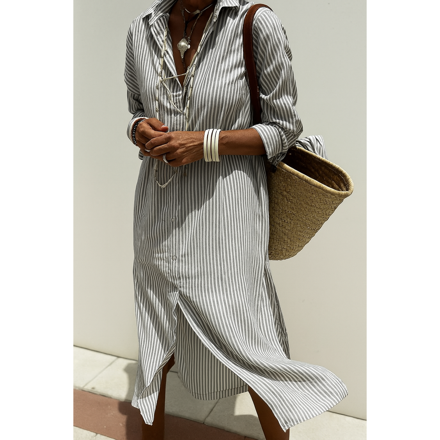 Isabella – Striped Shirt Dress