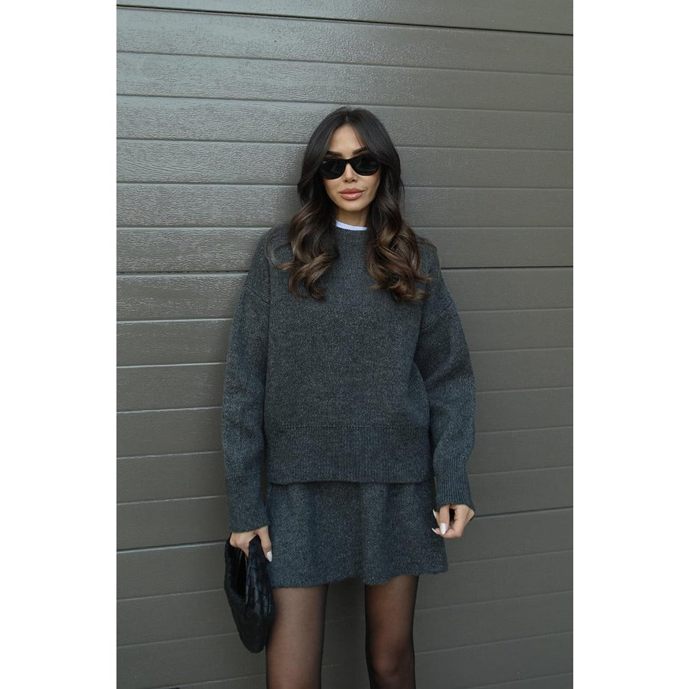 Zoe Knit Set – Oversized Sweater & Mini Skirt