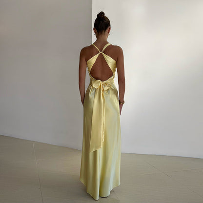 Natalie – Satin Open Back Maxi Dress